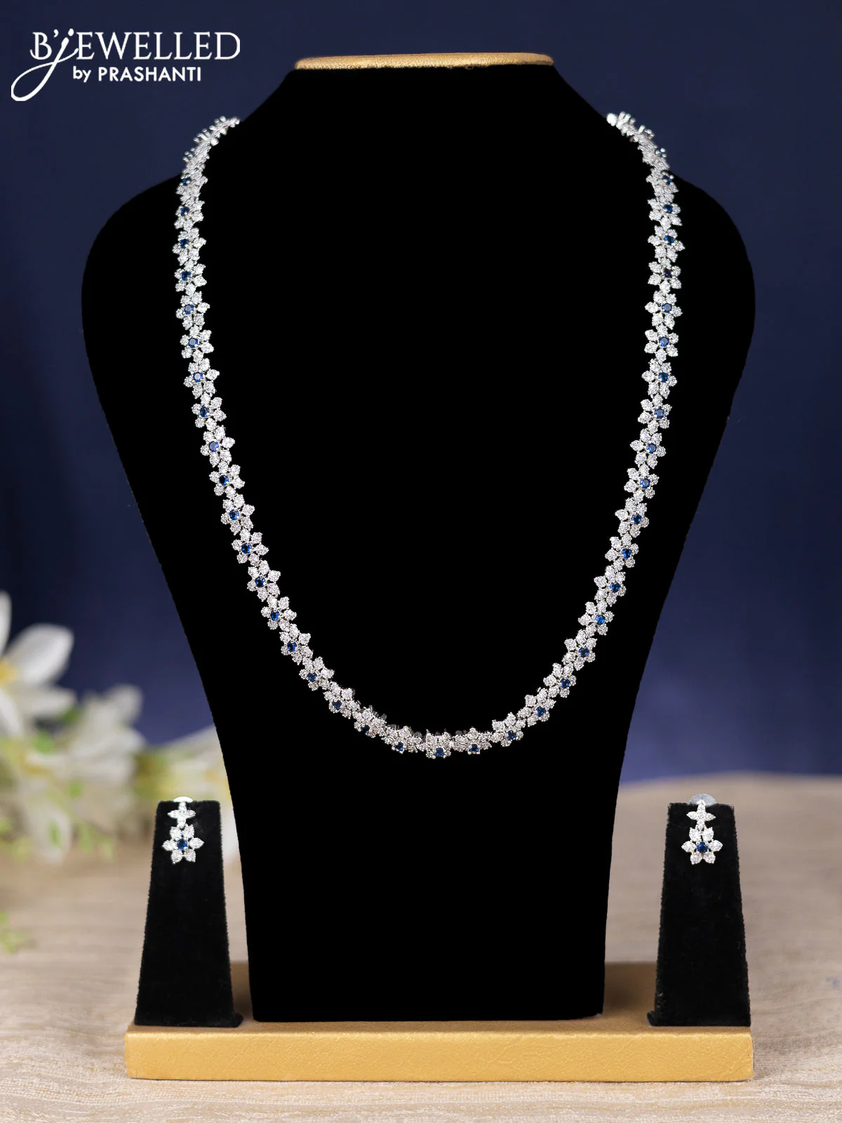 Zircon haram floral design with sapphire and cz stones