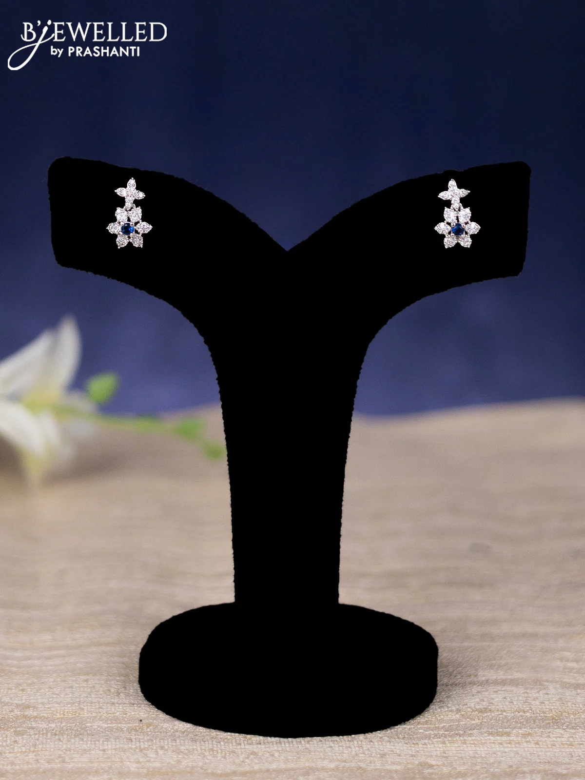 Zircon haram floral design with sapphire and cz stones - Image 2