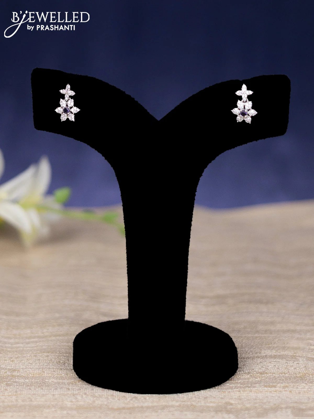 Zircon haram floral design with violet and cz stones - Image 2