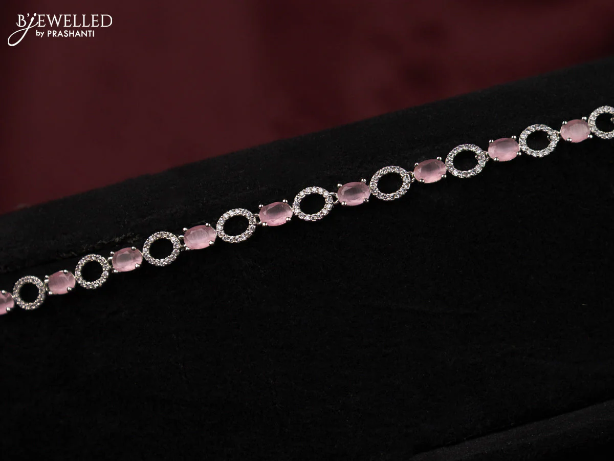 Zircon hip chain with baby pink and cz stones - Image 2