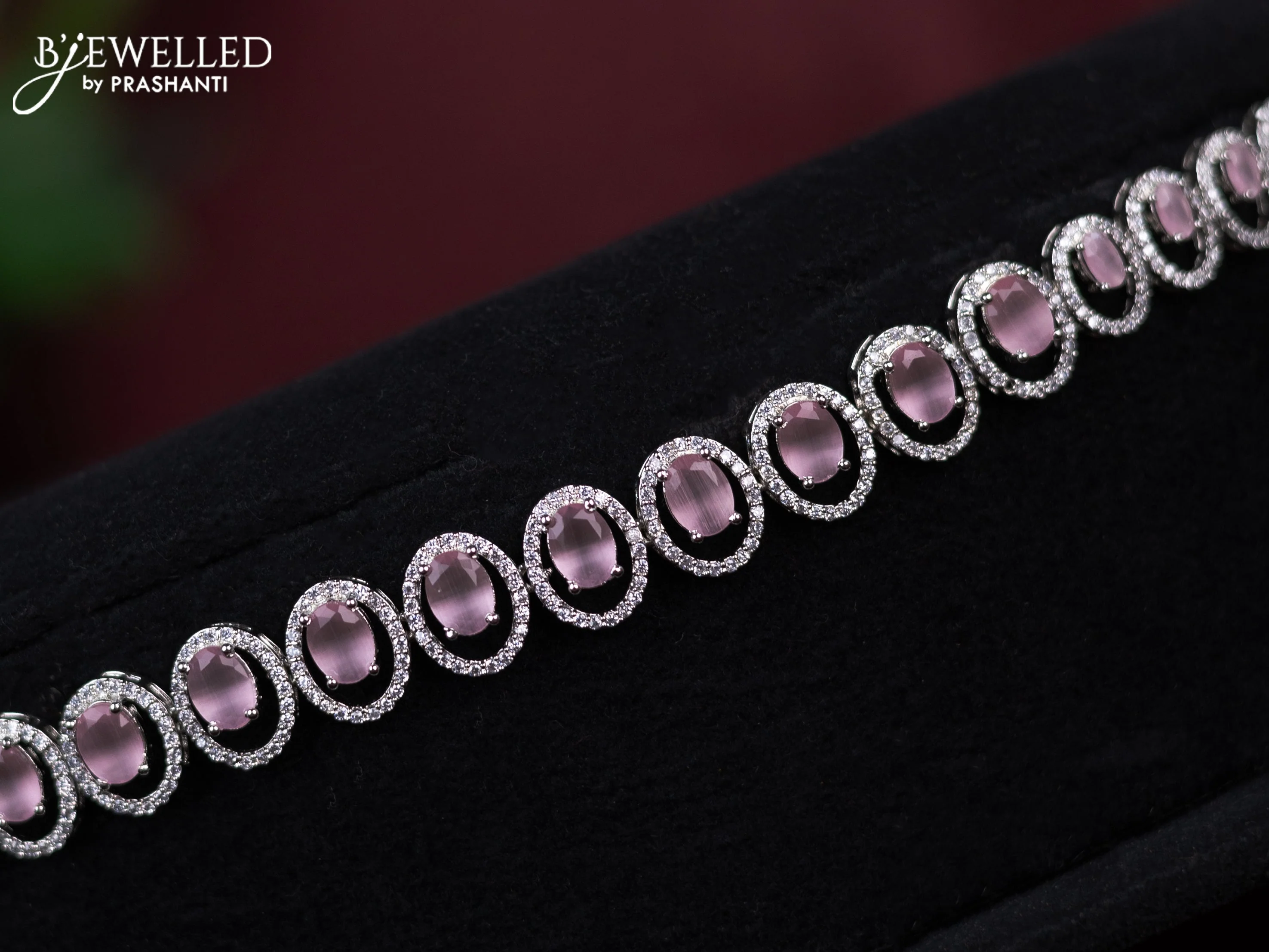 Zircon hip chain with baby pink and cz stones - Image 2
