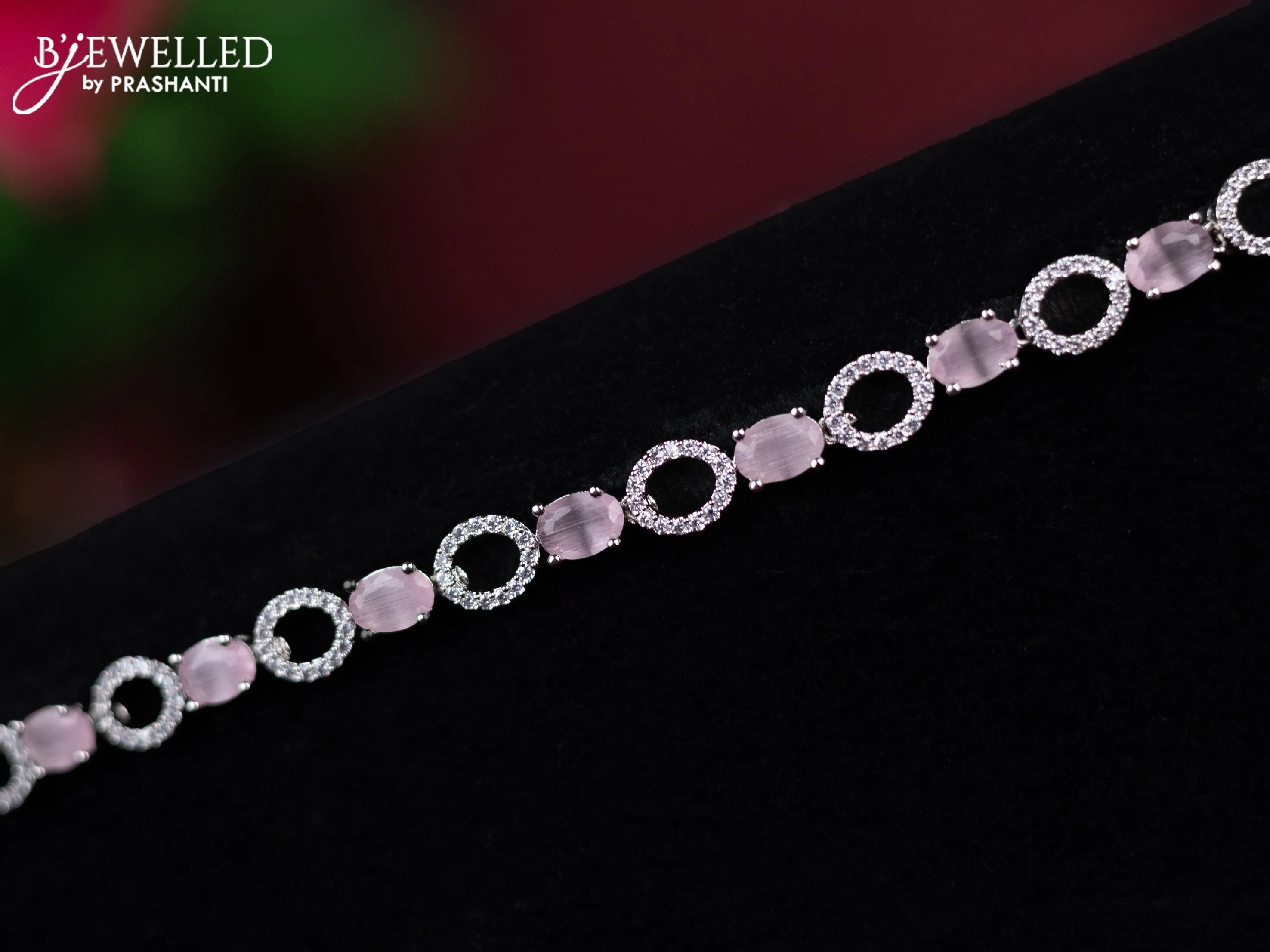 Zircon hip chain with baby pink and cz stones - Image 2