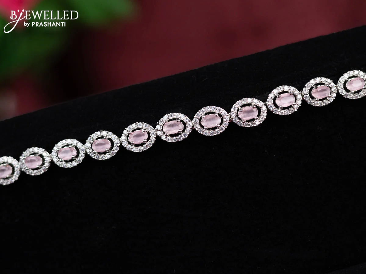 Zircon hip chain with baby pink and cz stones - Image 2