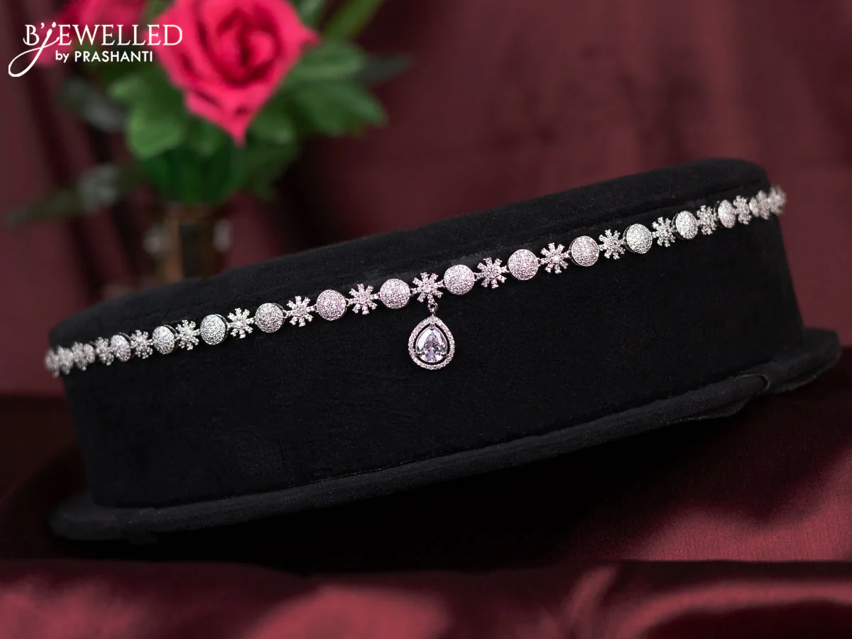 Zircon hip chain with cz stones
