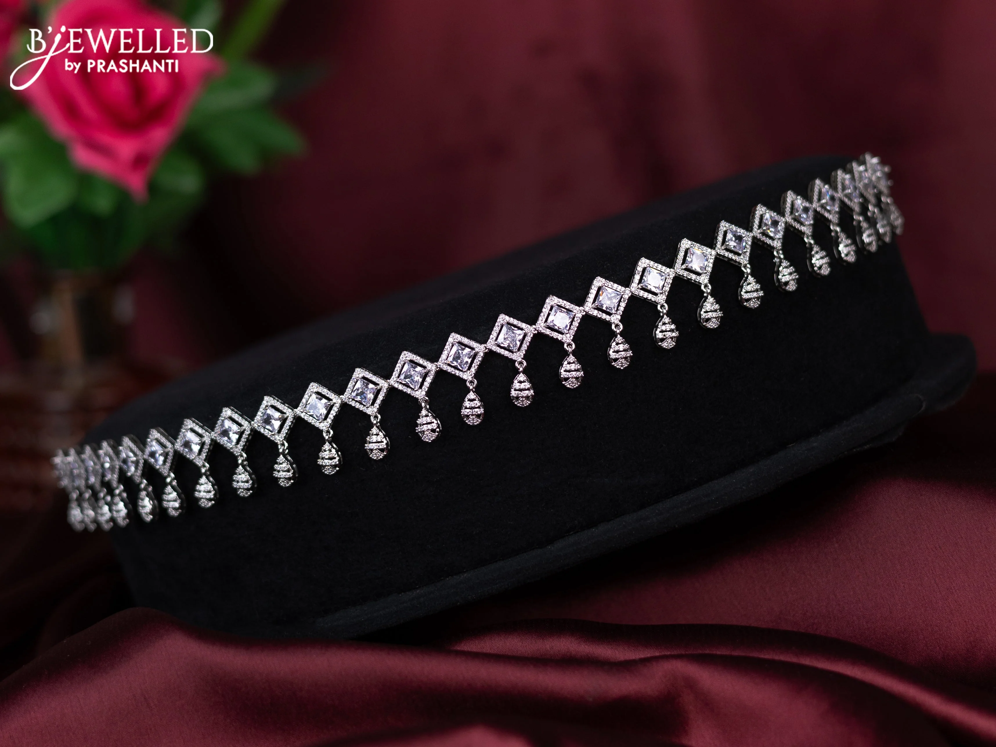Zircon hip chain with cz stones