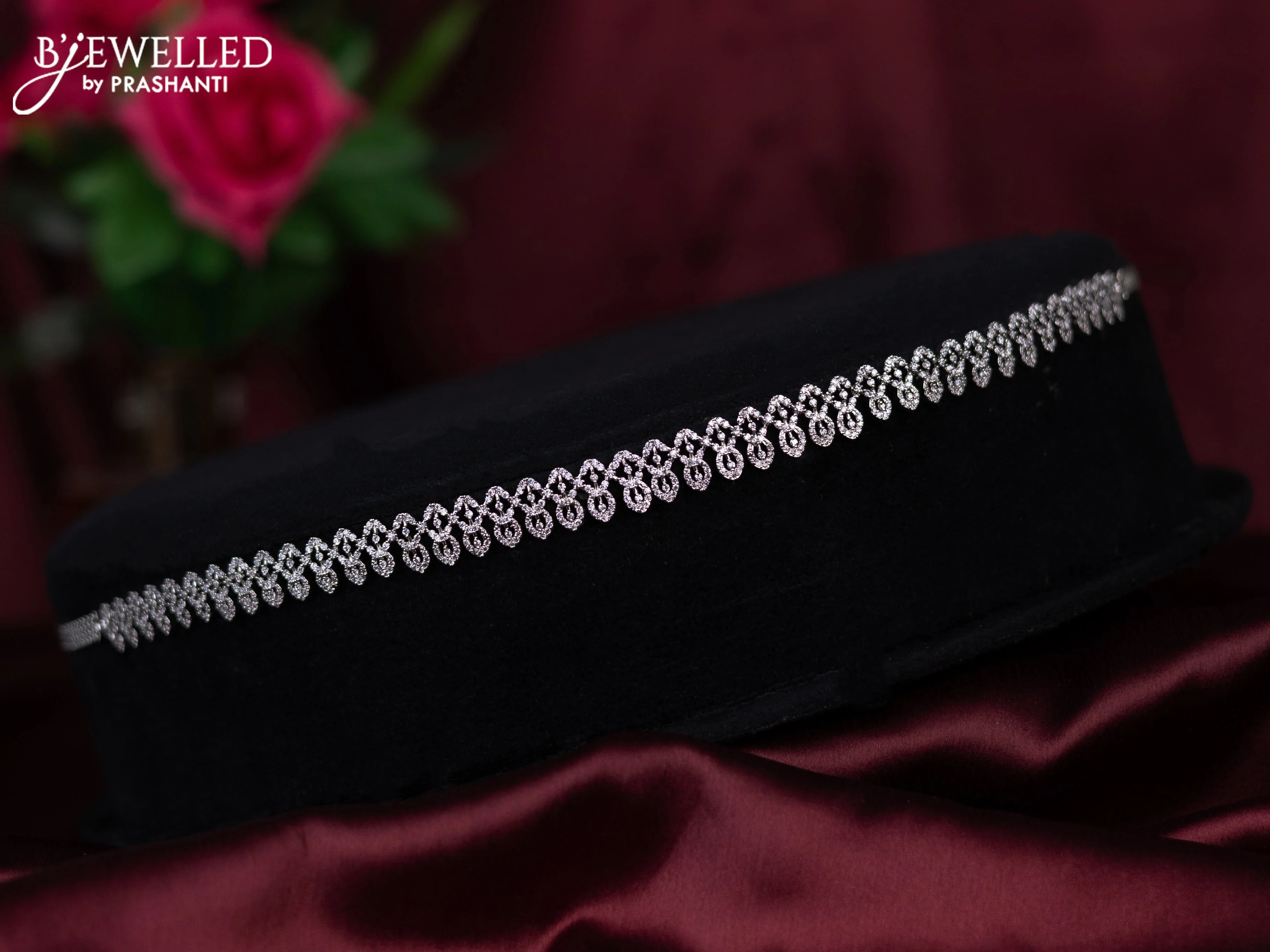 Zircon hip chain with cz stones