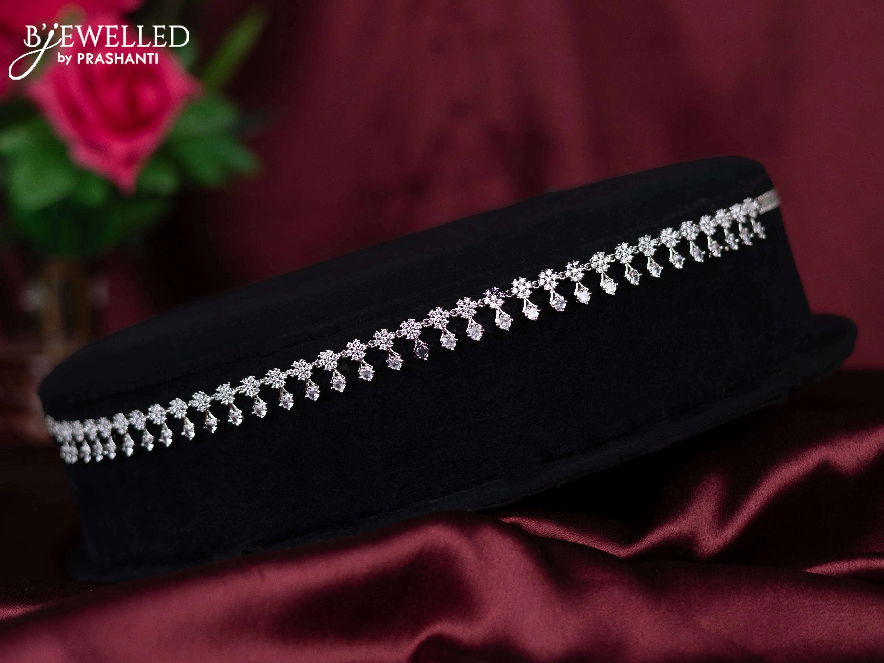 Zircon hip chain with cz stones