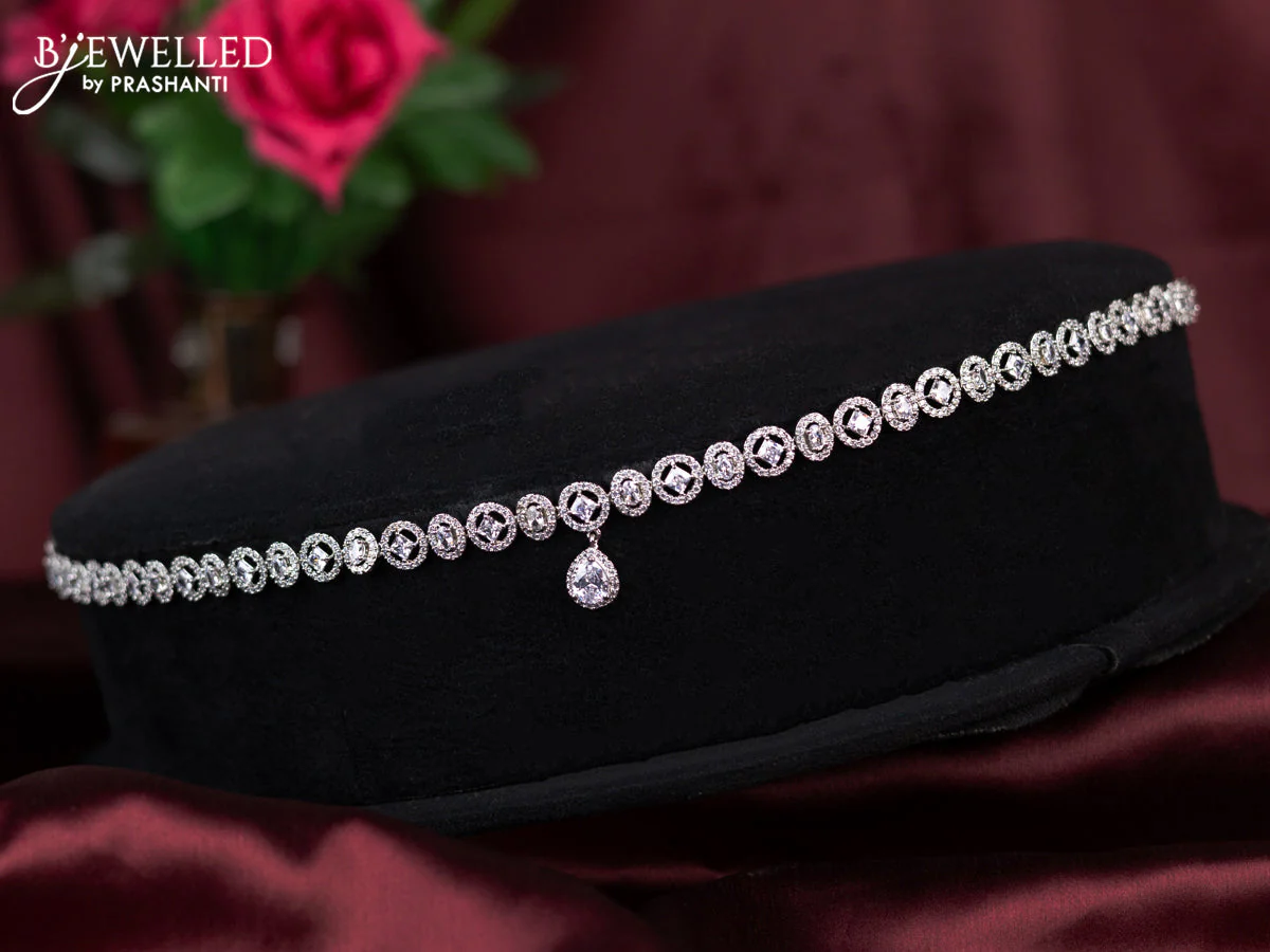 Zircon hip chain with cz stones