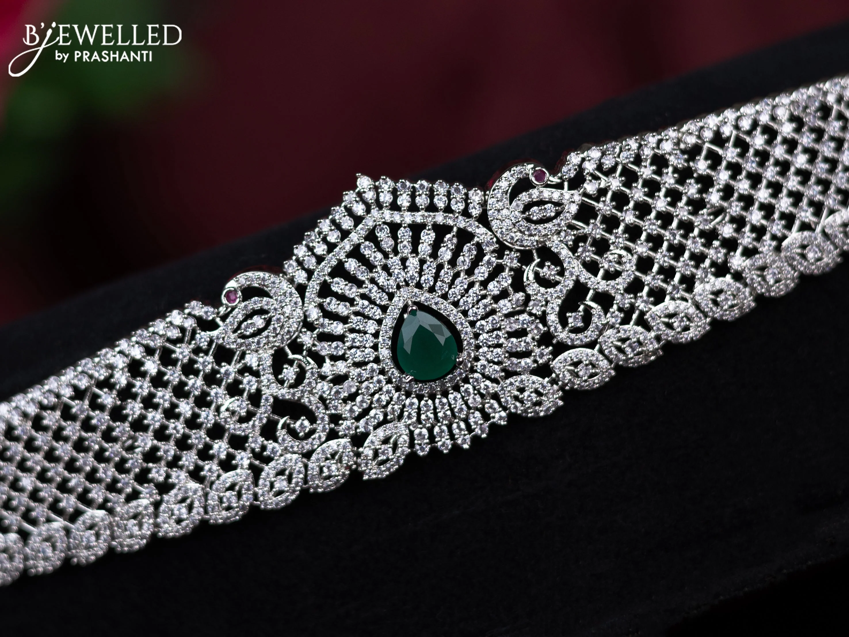 Zircon hip chain with emerald and cz stones - Image 2