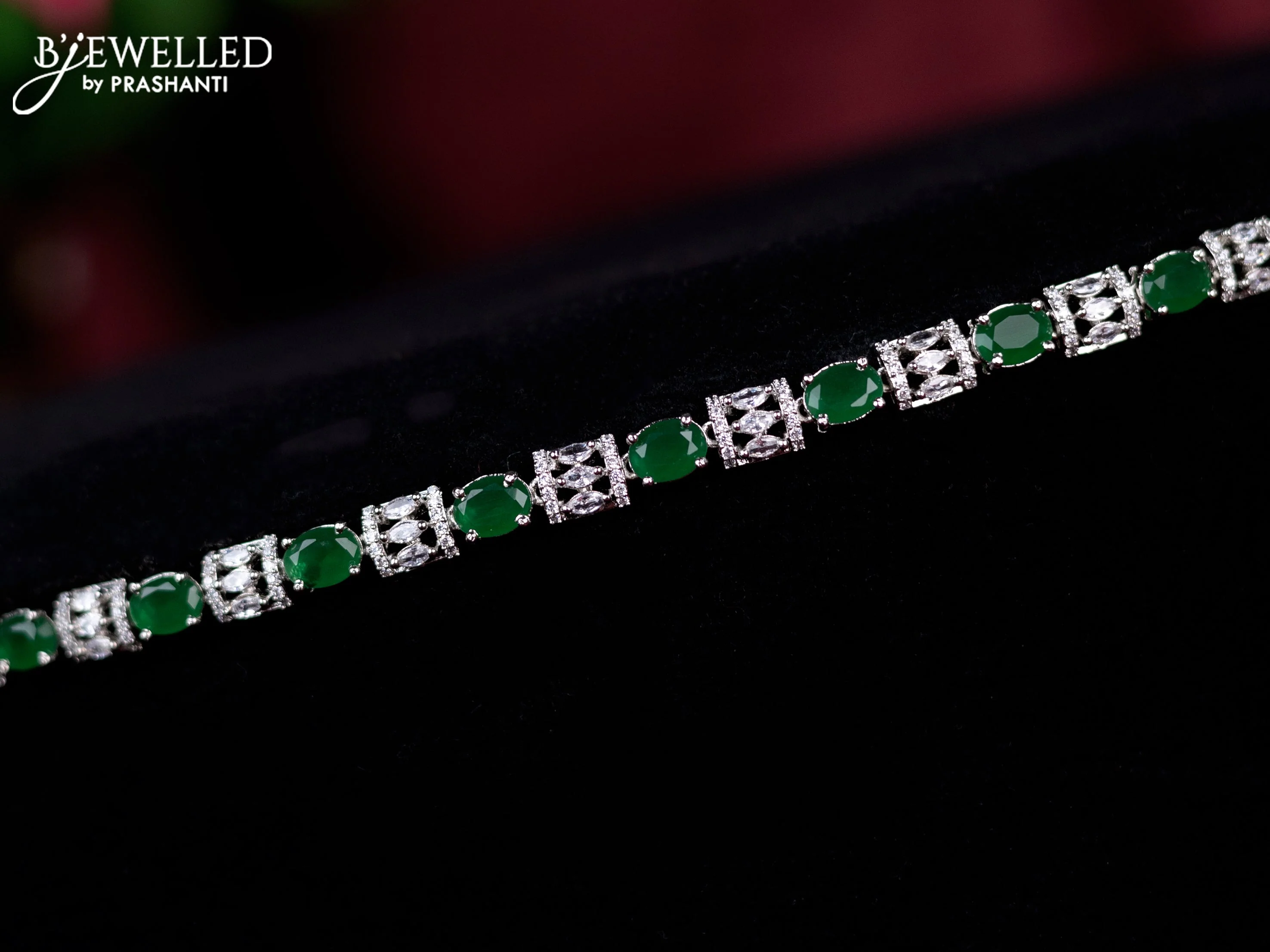 Zircon hip chain with emerald and cz stones - Image 2