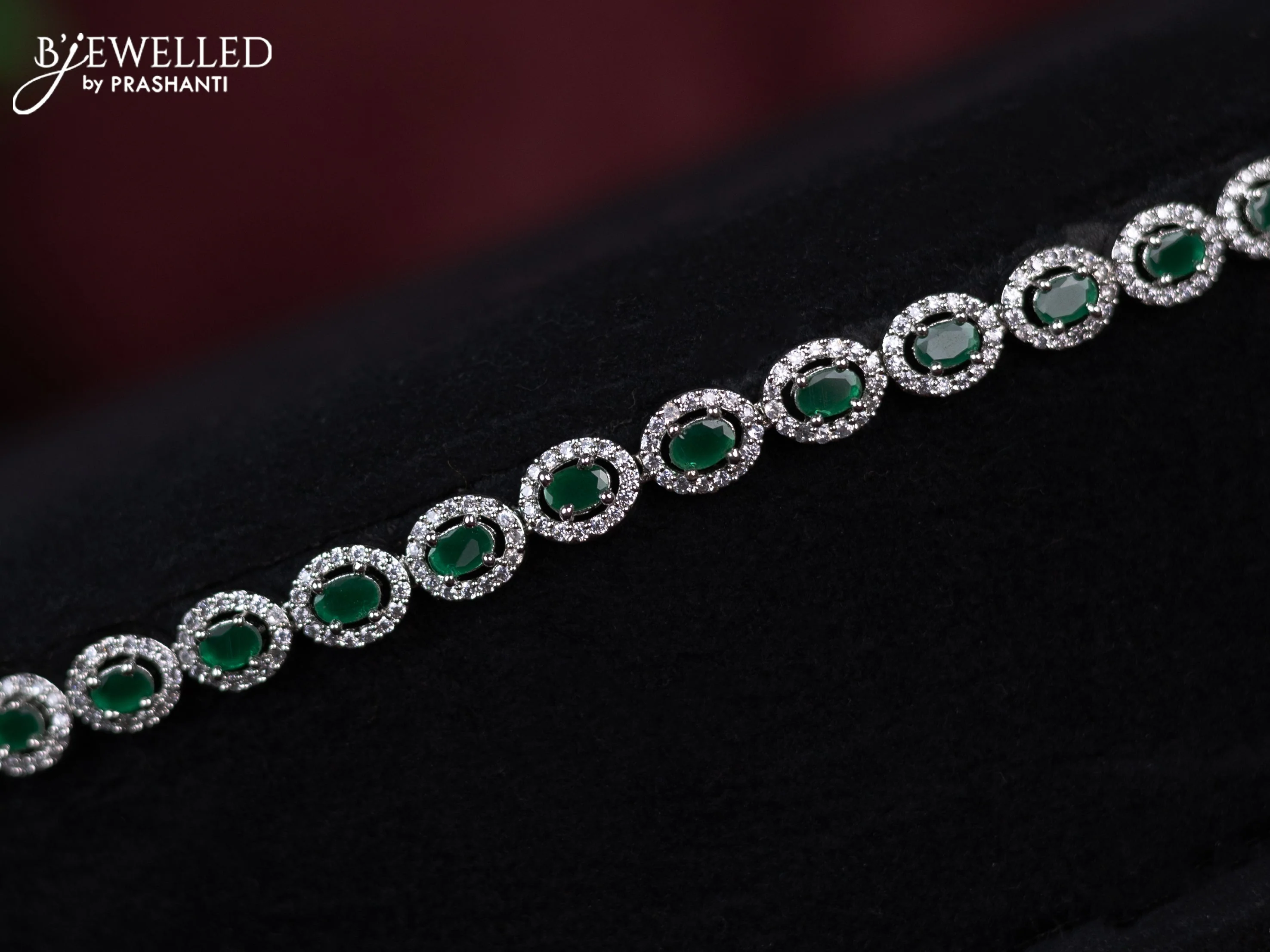 Zircon hip chain with emerald and cz stones - Image 2