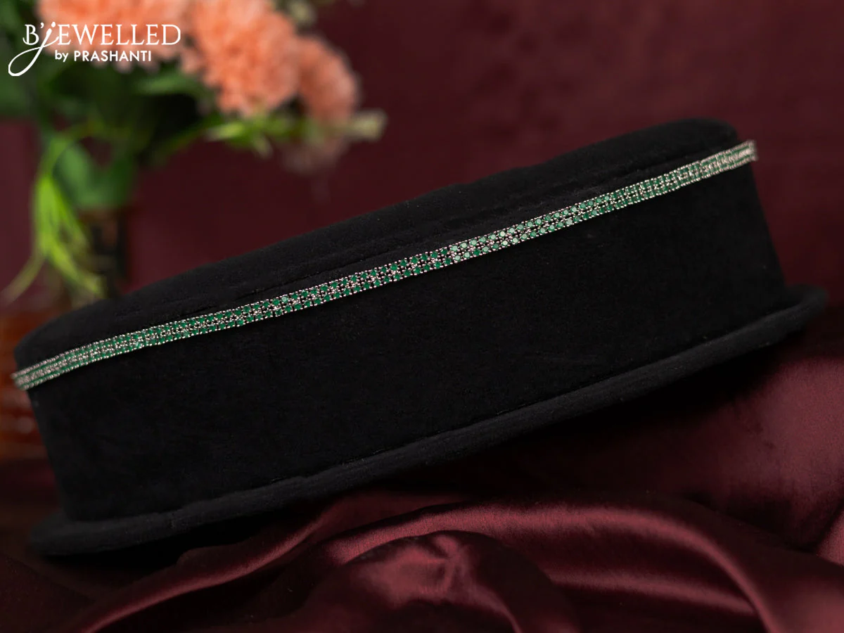 Zircon hip chain with emerald & cz stones