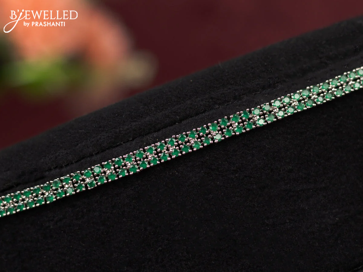 Zircon hip chain with emerald & cz stones - Image 2