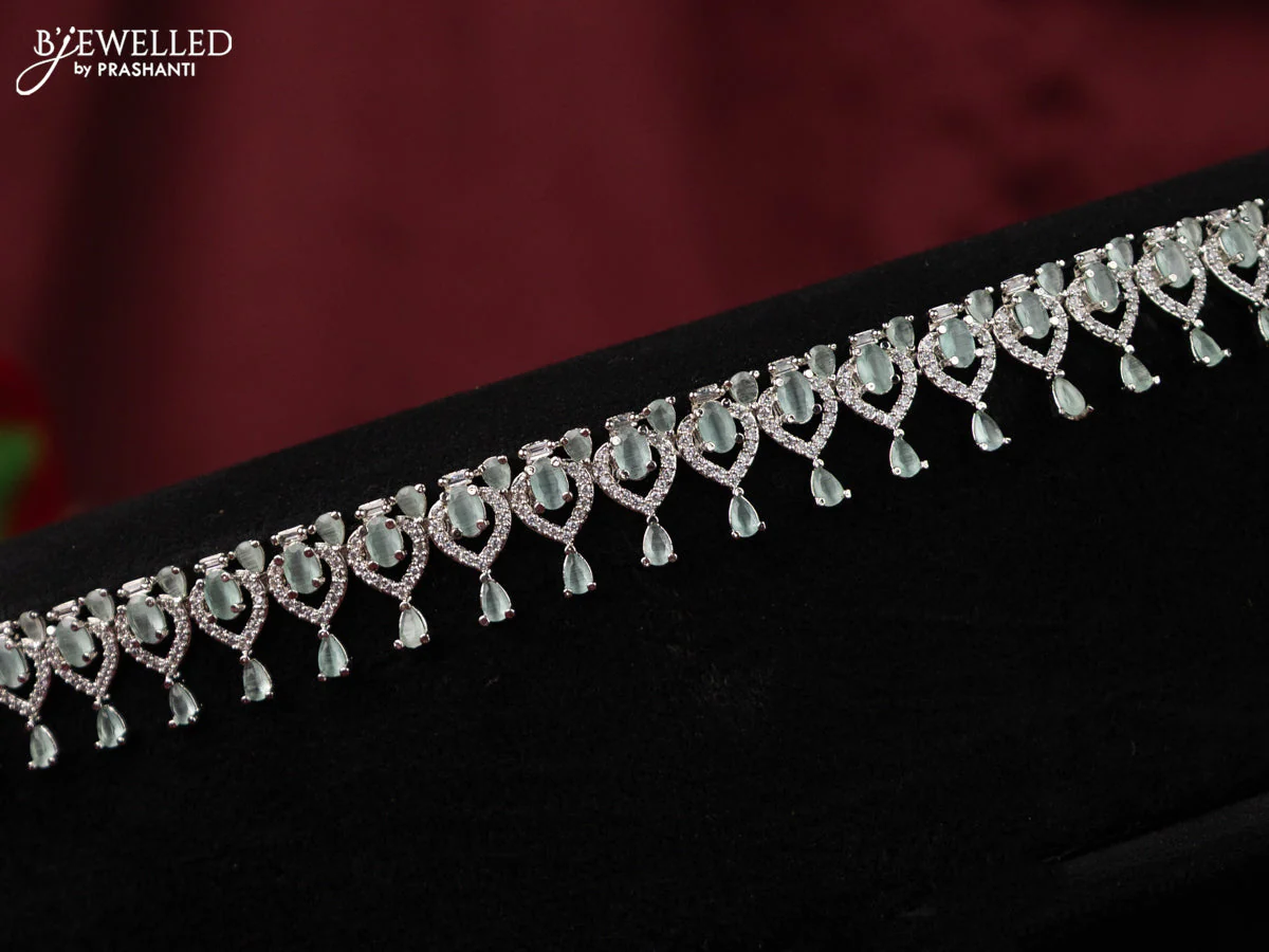 Zircon hip chain with mint green and cz stones - Image 2