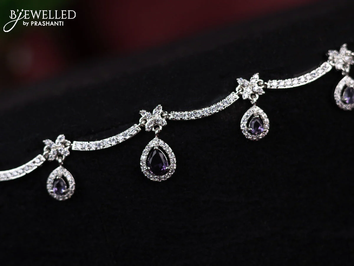 Zircon hip chain with violet and cz stones - Image 2
