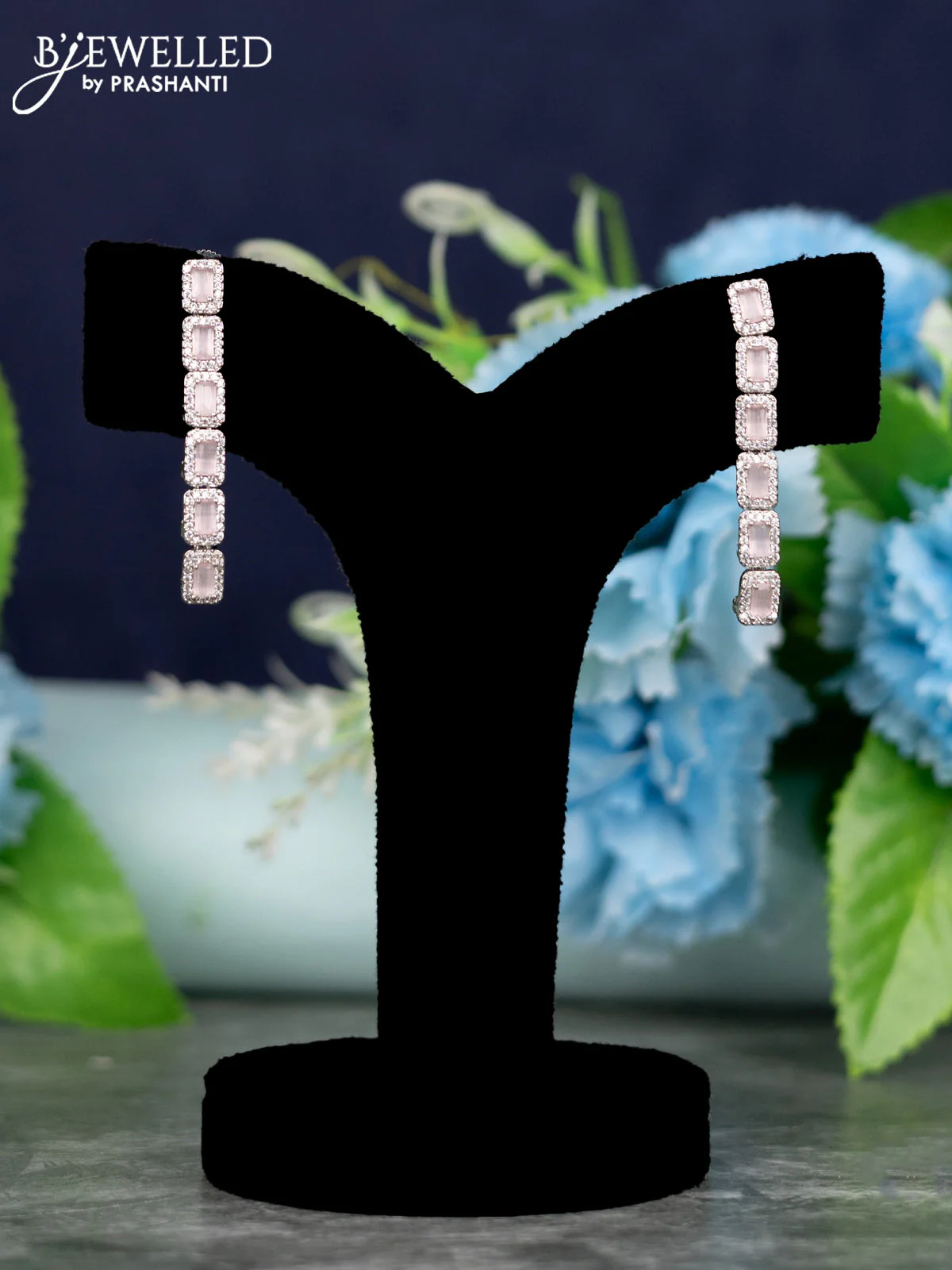 Zircon Necklace with baby pink and cz stones - Image 2