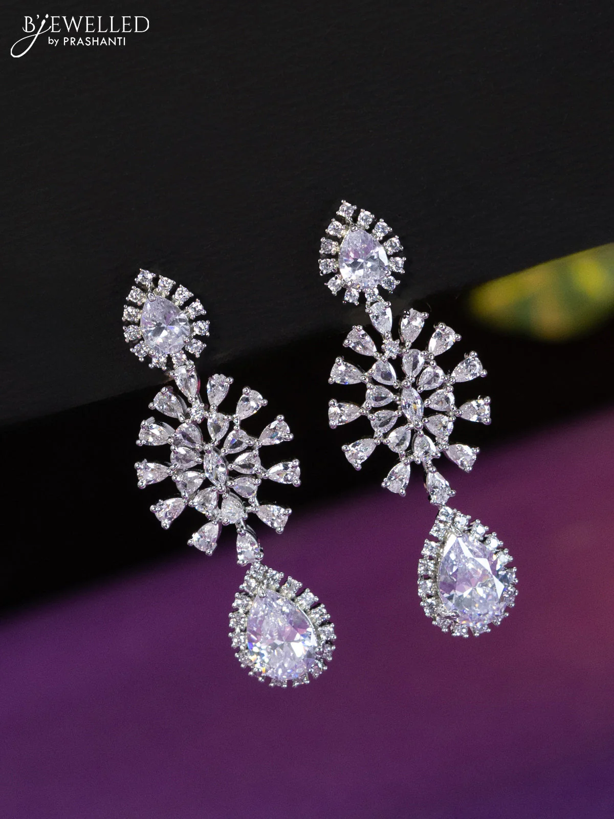 Zircon necklace with cz stones and hangings - Image 2