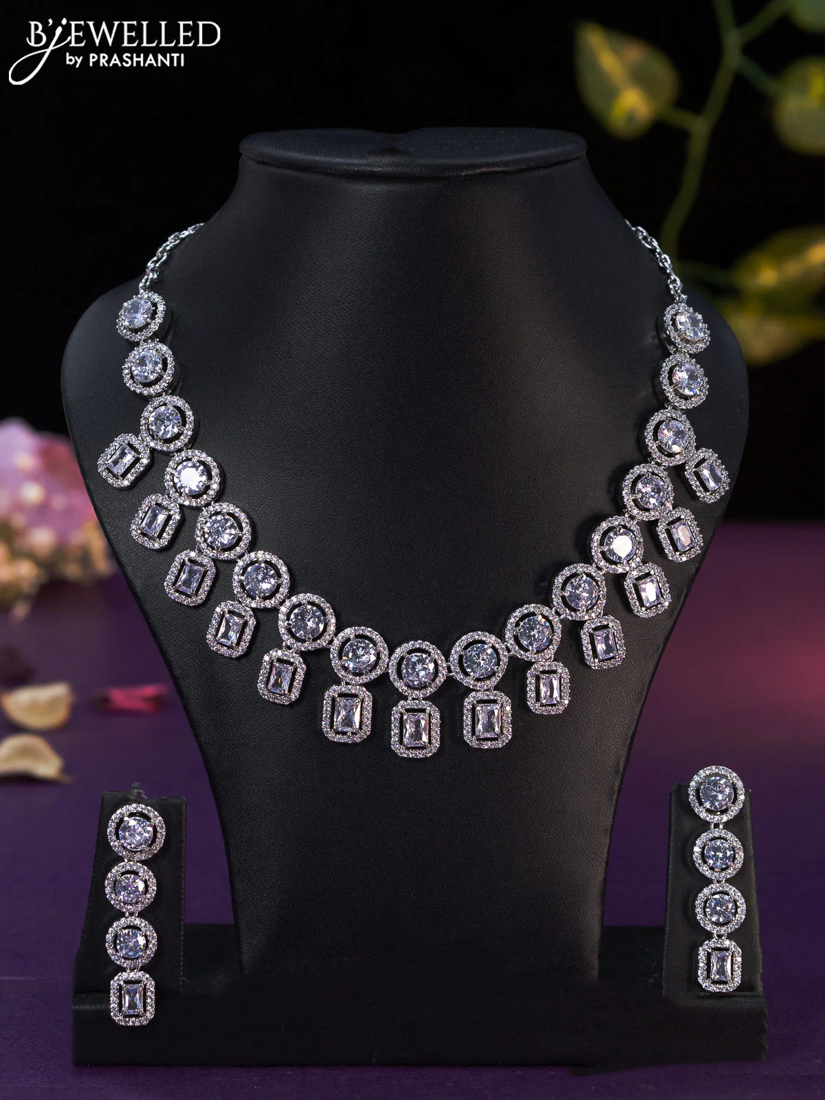 Zircon necklace with cz stones