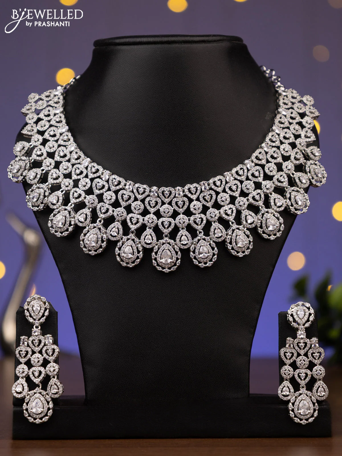 Zircon necklace with cz stones