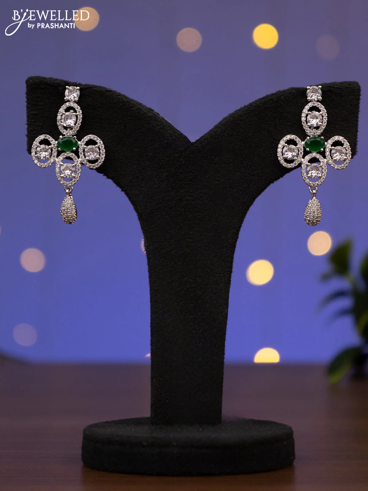 Zircon necklace with emerald and cz stones - Image 2