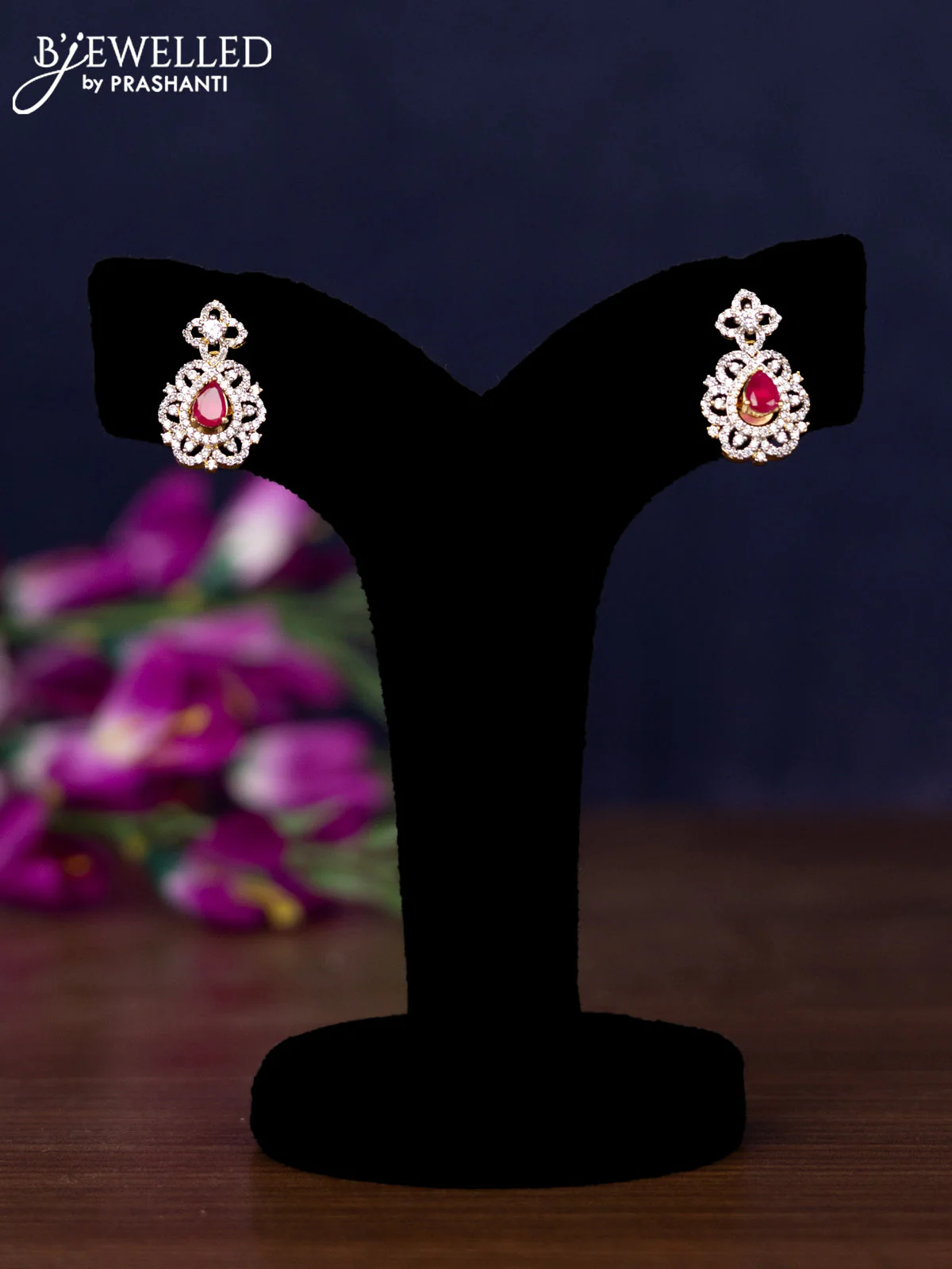 Zircon necklace with multicolour and cz stones in gold finish - Image 2